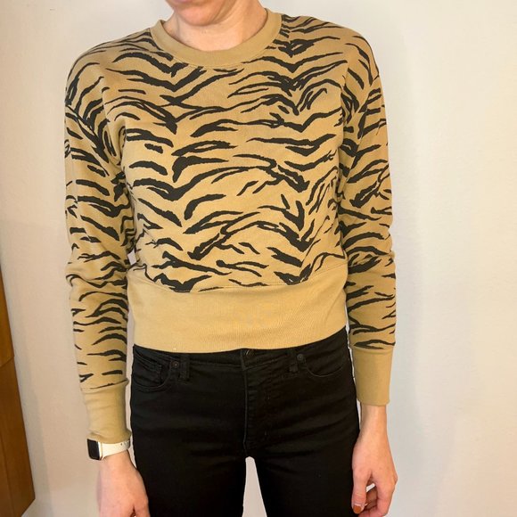 Madewell Tiger Print Cropped Sweatshirt 